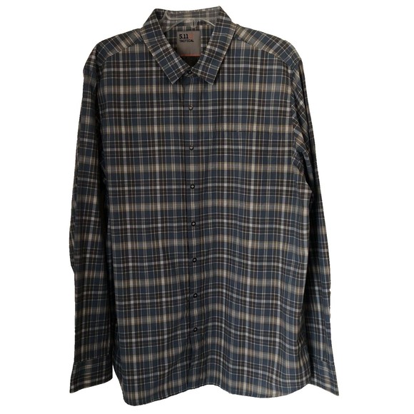 511 Tactical Series Men's Long Sleeve Button-up Shirt L Large Plaid - Picture 1 of 8